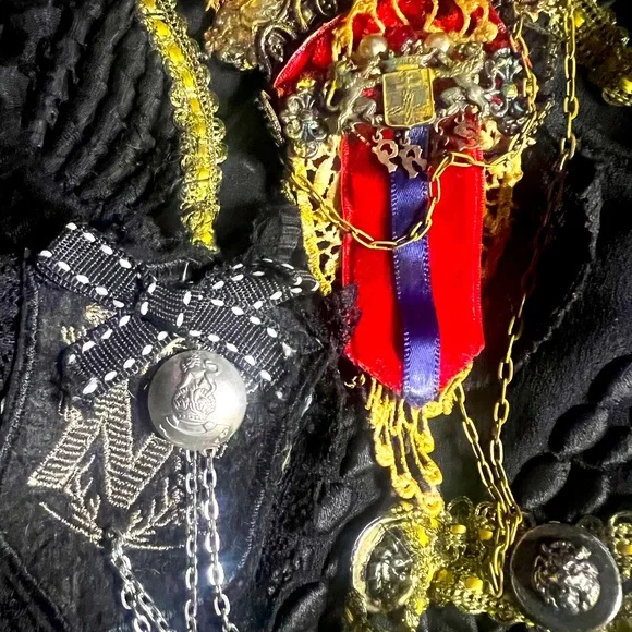 One of a kind Artist handmade Medals Embellished Military Jacket Coat.Rock Star!